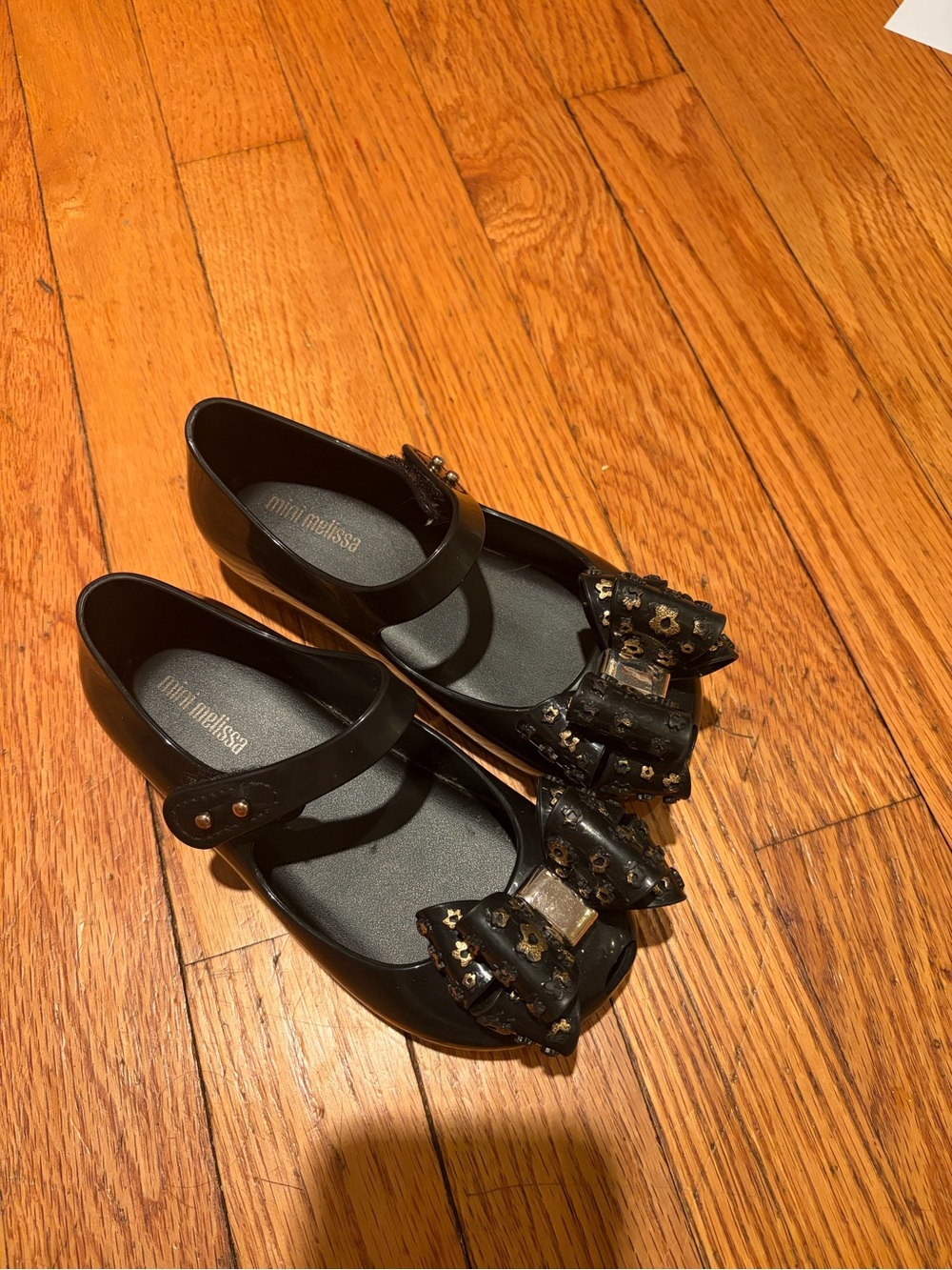 Mini Melissa Black Mary Jane with Studded Bow Detail